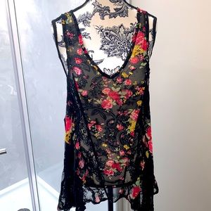 Lace Floral Racerback Tank Blouse